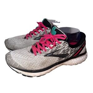 Brooks Ghost 11 Womens Running Shoes Grey Pink Teal 1202771B192 Size 9.5 B